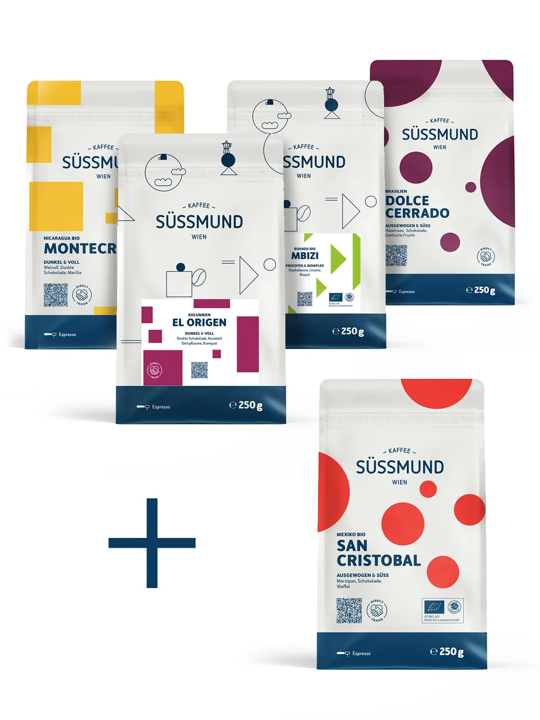 Süssmund Kaffee Espresso Pack Découverte 4+1 x 250g